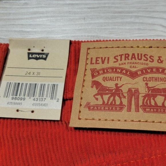 Levis 94’ Baggy Mid Rise Sz 24 - 34 Straight Leg Corduroy Dad Jeans Blood Orange - Picture 5 of 12